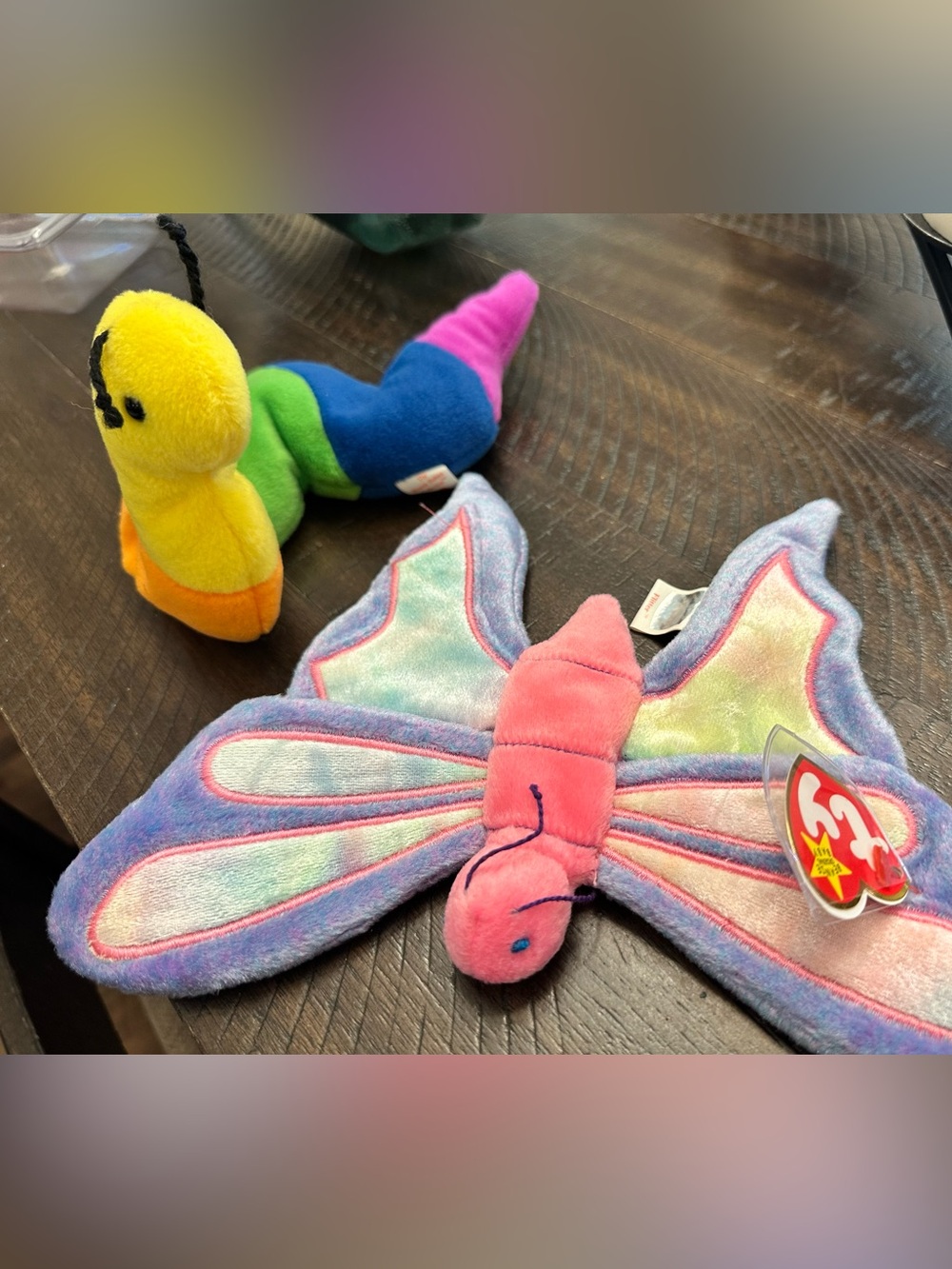 Ty Beanie Babies Pair: Flitter the 🦋Butterfly  & Inch the Rainbow Catterpillar🐛